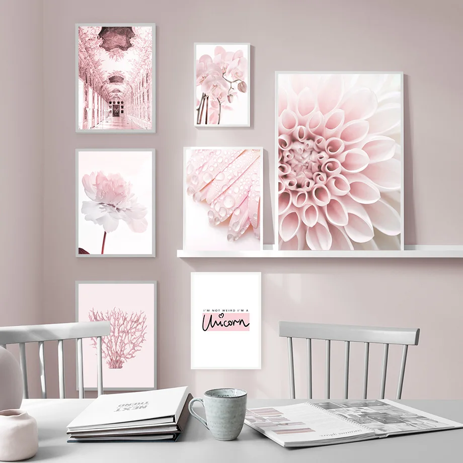 Pink-Flower-Phalaenopsis-Peony-Dahlia-Quotes-Wall-Art-Canvas-Painting-Nordic-Posters-And-Prints-Wall-Pictures (2)