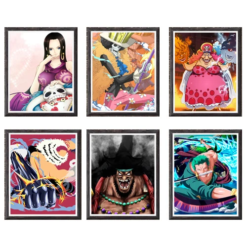 One Piece Pirate Boa Hancock Katakuri Zoro Brook Big Mom Kunstdrucke Fan Art Leinwand Poster 8x10 Zoll Set Von 6 Kein Rahmen Painting Calligraphy Aliexpress