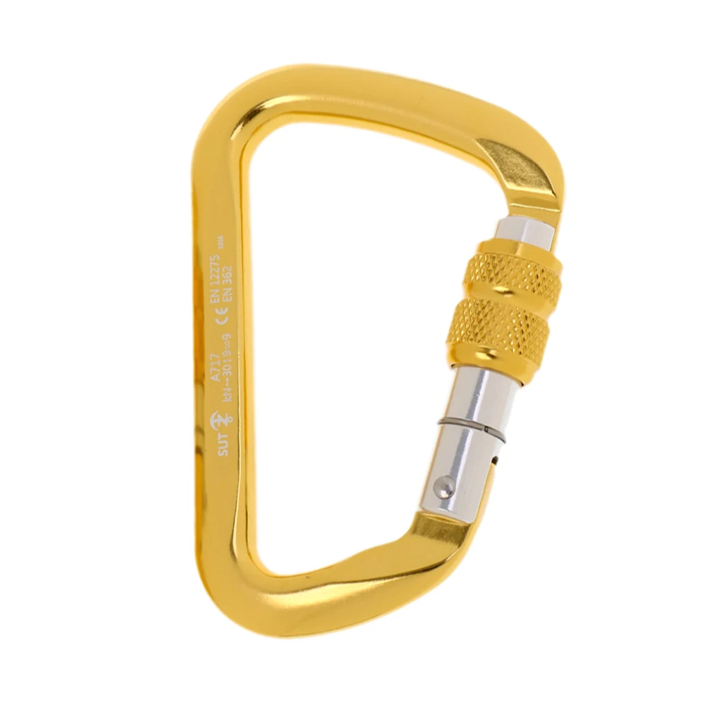 30KN Aluminum Alloy D Carabiner Screw Lock Hook for Rock Climbing Caving Rescue Camping Hiking Climbing Accessories