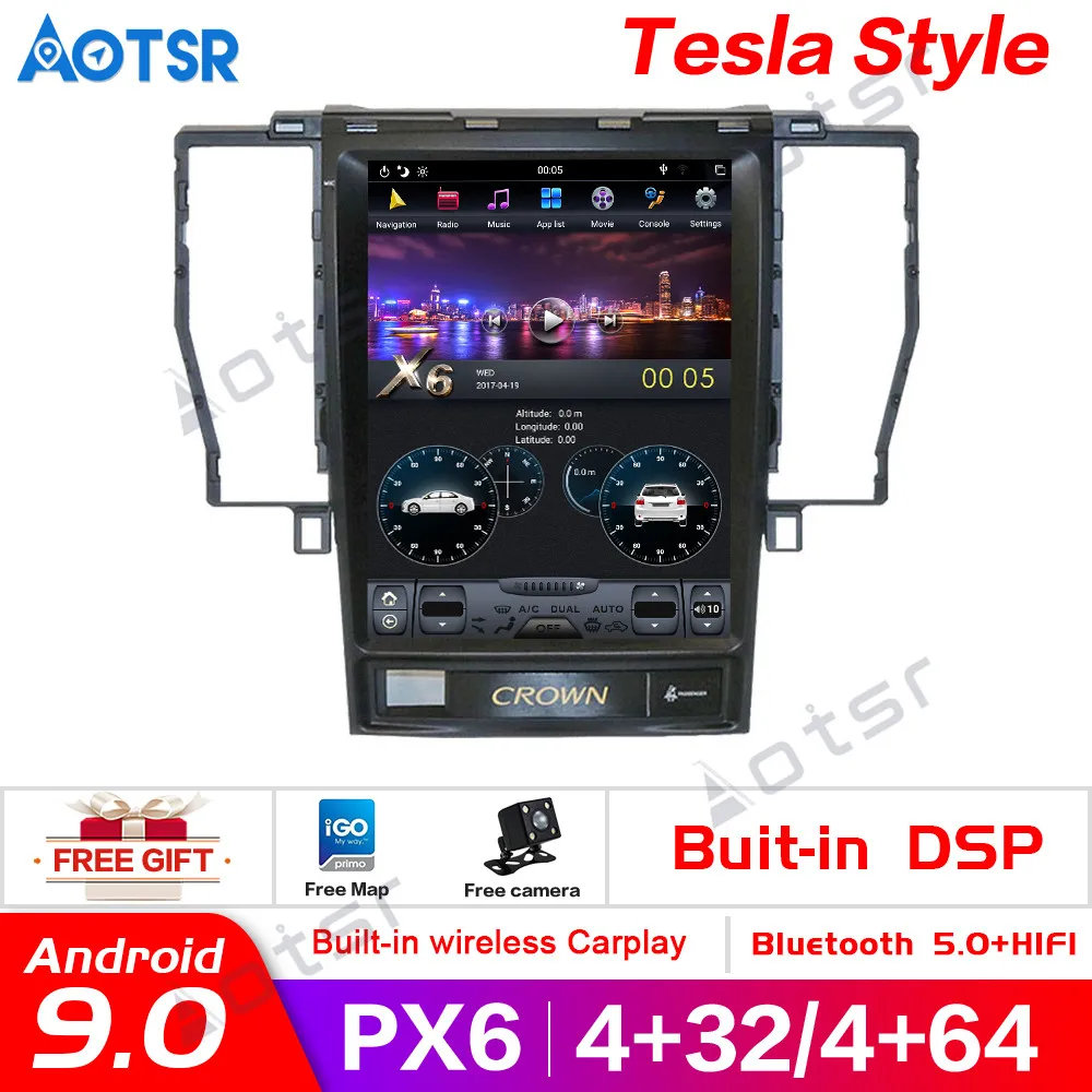 Автомобильный мультимедийный плеер стерео GPS DVD радио навигация Android 9 для Toyota Crown