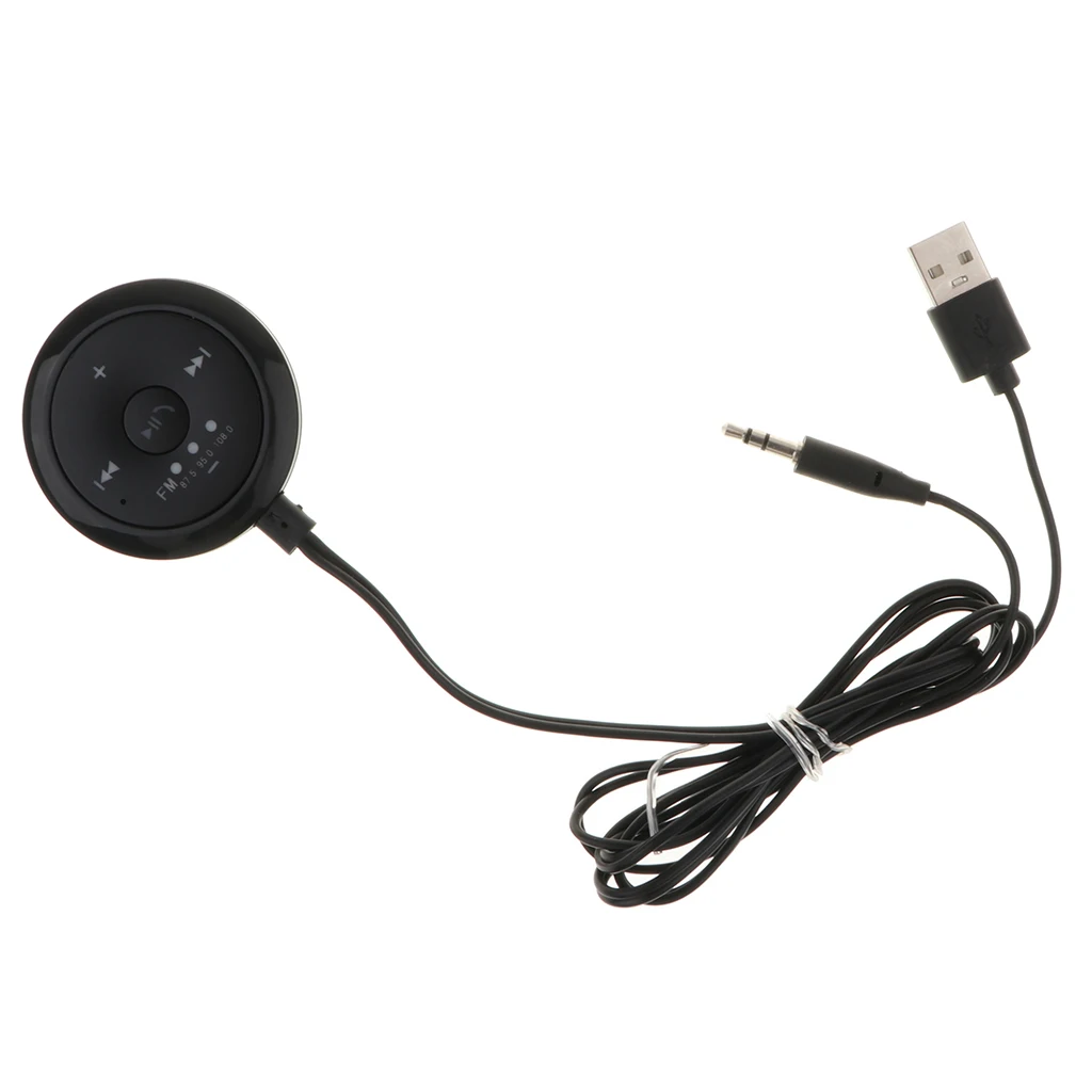 AUX Audio Adapter 2 in 1 FM Transmitter Base Built-in Mic 5x5x1.7 cm for Car TV