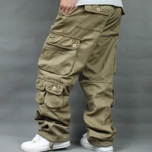 Мужские брюки карго, повседневные мужские брюки, мешковатые брюки, мужские военные тактические брюки с несколькими карманами, плотные теплые свободные брюки размера плюс