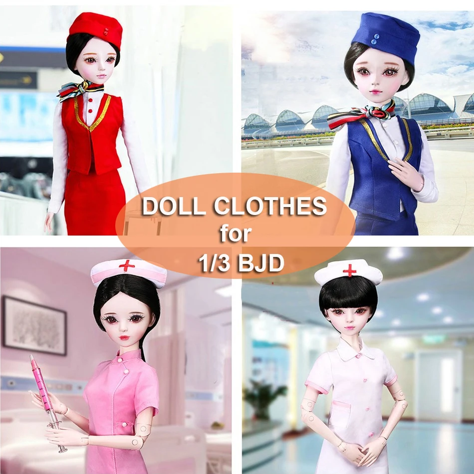 Ручная работа BJD Одежда для кукол стюардесса Airhostess униформа медсестры одежда 55-60