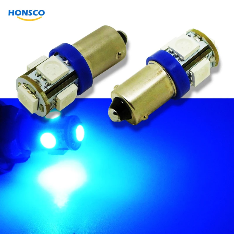 

2PCS BA9S LED Car Light Bulbs T4W 5-SMD 5050 Auto Wedge Red Bule Warm White Yellow Side Lamp Bulb Parking Lights DC 12V Interior