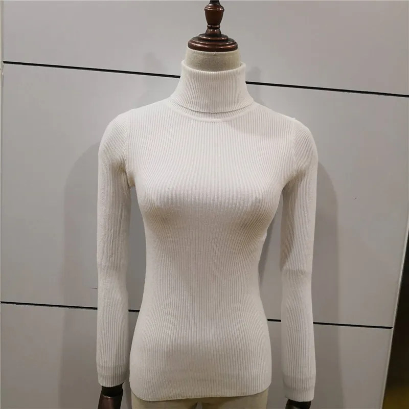 Женский вязаный пуловер в рубчик, свитер, Осень-зима, теплый свитер, Толстый Пуловер с высоким воротом, свитер