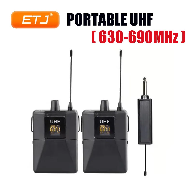 Портативный беспроводной микрофон UHF двухканальный динамический 630-690 МГц |