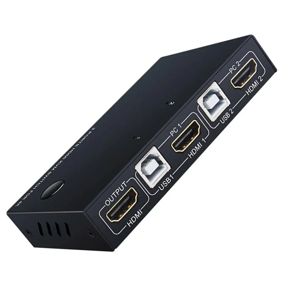 USB HDMI KVM Switch Box 4K 30Hz/60Hz Video Display Switcher 2 PC Sharing Keyboard Mouse Printer Spl