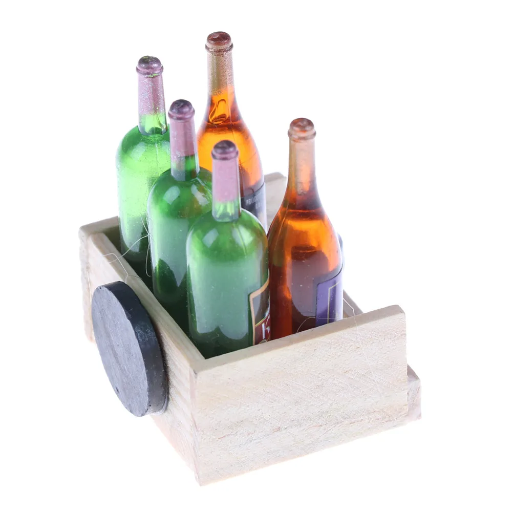 1 комплект миниатюрные бутылки для сока вина чашка деревянная полка 1:12 кукольный домик напиток модель Кухонная мебель игрушки