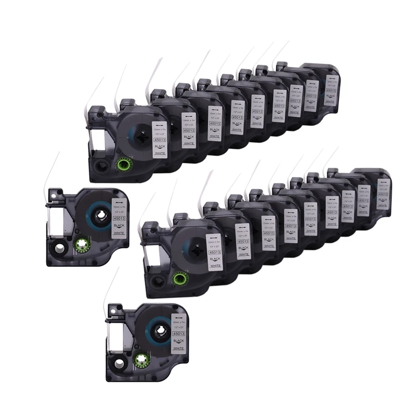 

PPYY-20Pcs Plastic Label Tape, for DYMO-D1 45013 Printer Ribbon 12Mm Black on White Compatible Label Tape 45013, for DYMO D1 Lab