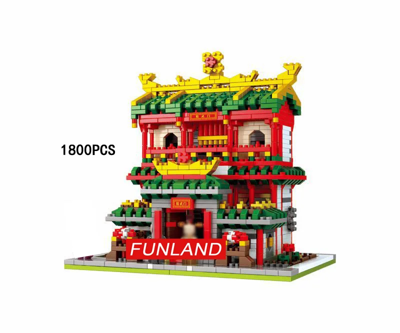 Горячий город улица вид chinatown китайский отель juxian винный дом moc строительный блок фигуры кирпичные игрушки коллекция нанокирпичи подарки