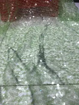 

High quality mesh flat embroidered sequin mesh African lace fabric for dress skirt wedding fabric sequins Nigeria lace fabric