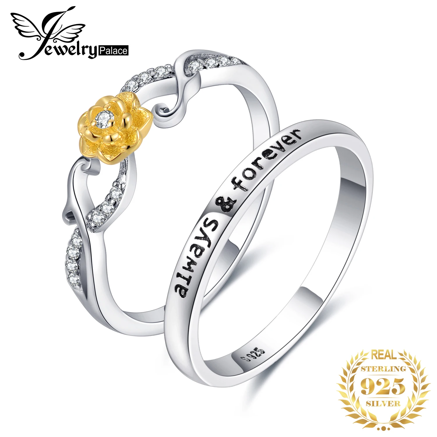 JewelryPalace желтый эмаль цветок выгравированы всегда и навсегда кубического