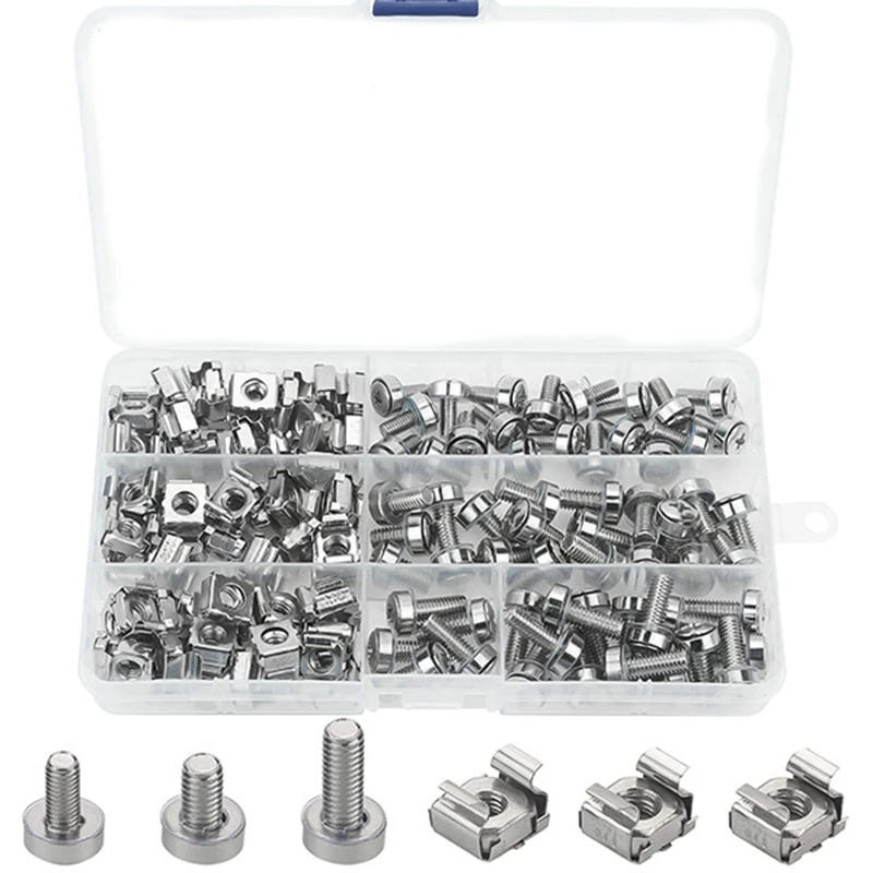 

Cage Nuts Andscrews,60Set Square Hole Hardware Cage Nuts & Mounting Screws Washers for Server Rack Andcabinet (M5 X 16Mm, M6 X