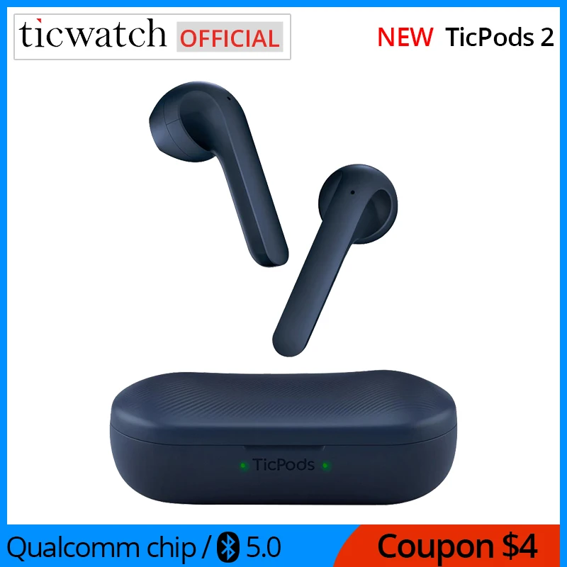 

Ticwatch TicPods 2 Pro TWS Bluetooth Earphone AI Qualcomm QCC5121 Quick- Command Dual Mic Noise Cancelling With Charging Case