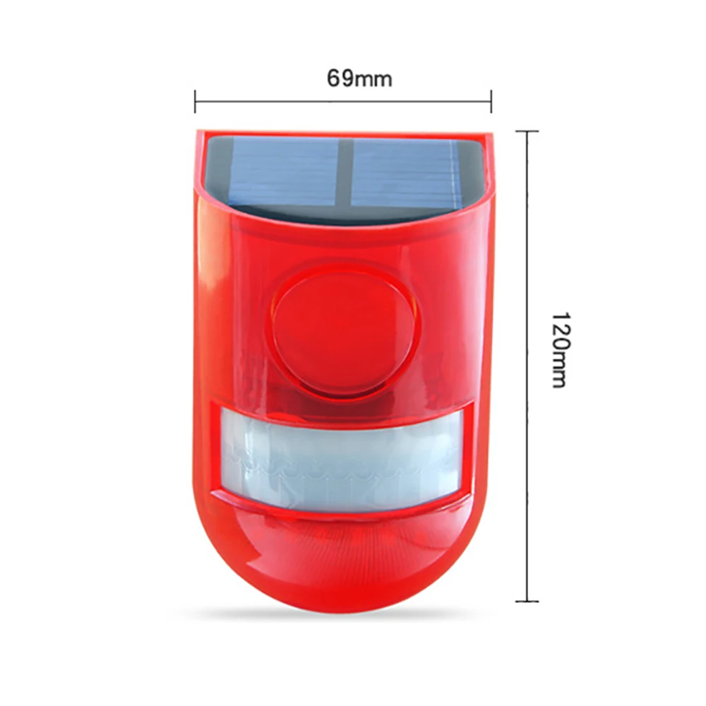 Солнечный звуковой сигнал вспышка Предупреждение Звук& светильник Сигнализация Движения Сенсор 110 дБ Сирена Strobe охранной сигнализации Системы для фермы