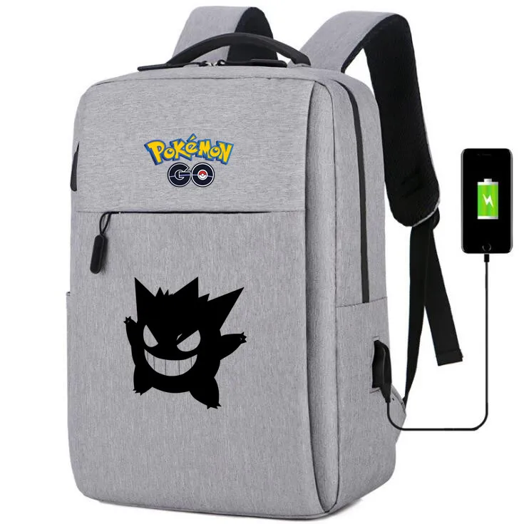 Gengar холст рюкзак usb зарядка школьные сумки Детская сумка на плечо ноутбук дорожная сумка рюкзак для подростков - Цвет: 1