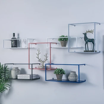 

Decoration and storage integration Nordic iron wall shelf simple and not simple creative wall hanging simple bookshelf partition