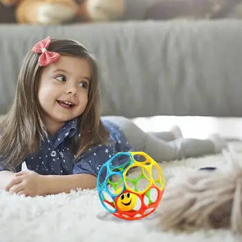 Baby Ball Infant Toy - Educational Rattle Toy For 6 Month Old Easy-Grasp Interactive Tummy Time Baby Toy For Indoor Outdoor Boys 4