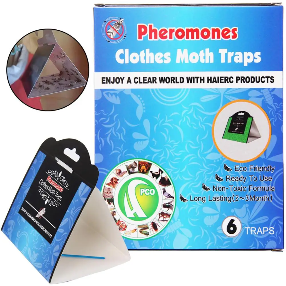 6PCS Moth Traps Sticky Pheromone Repellent Killer Insect Catcher for Kitchen Closet | Дом и сад