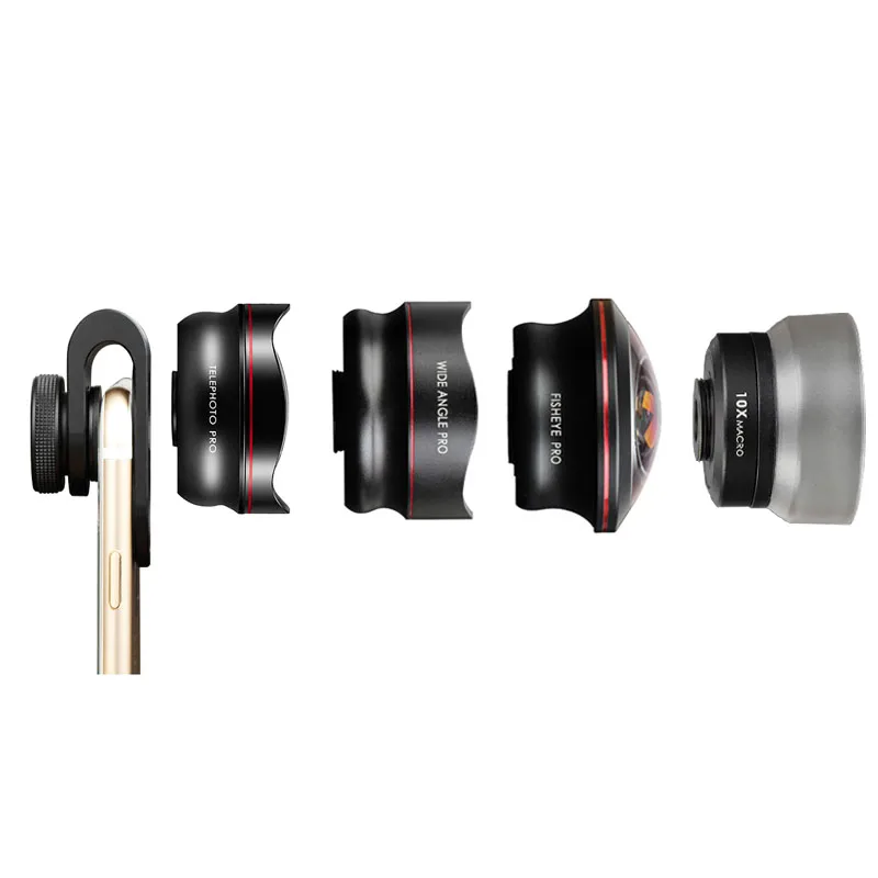 

4 in 1 Phone camera Lens Kit Fisheye Wide Angle macro Lens Super Fisheye pro Telephoto lens For Smartphone Microscope