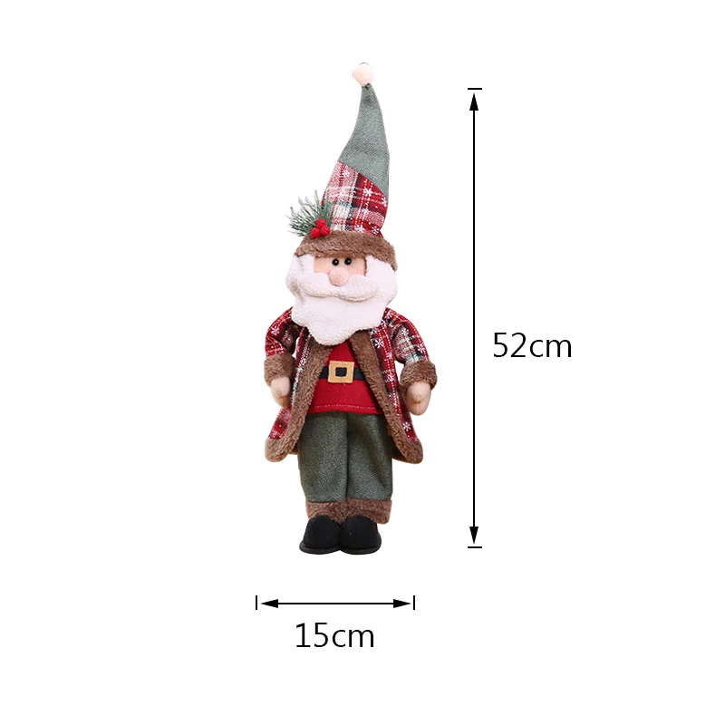 Большие размеры Рождественские куклы выдвижной Санта-Клаус снеговик лося игрушки рождественские фигурки Рождественский подарок для ребенка красный орнамент с рождественской елкой - Цвет: G 52x15cm