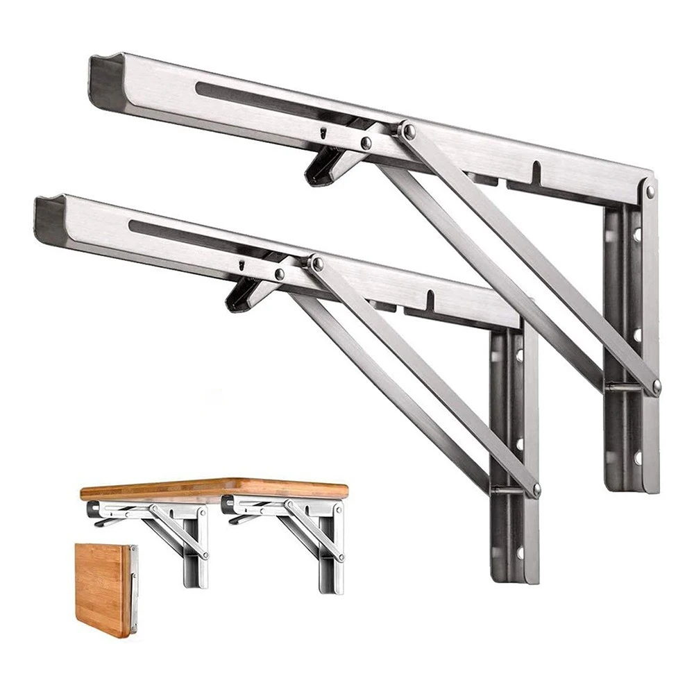 2pcs Stainless Steel Triangle Folding Bracket Wall Shelves Wall Mounted