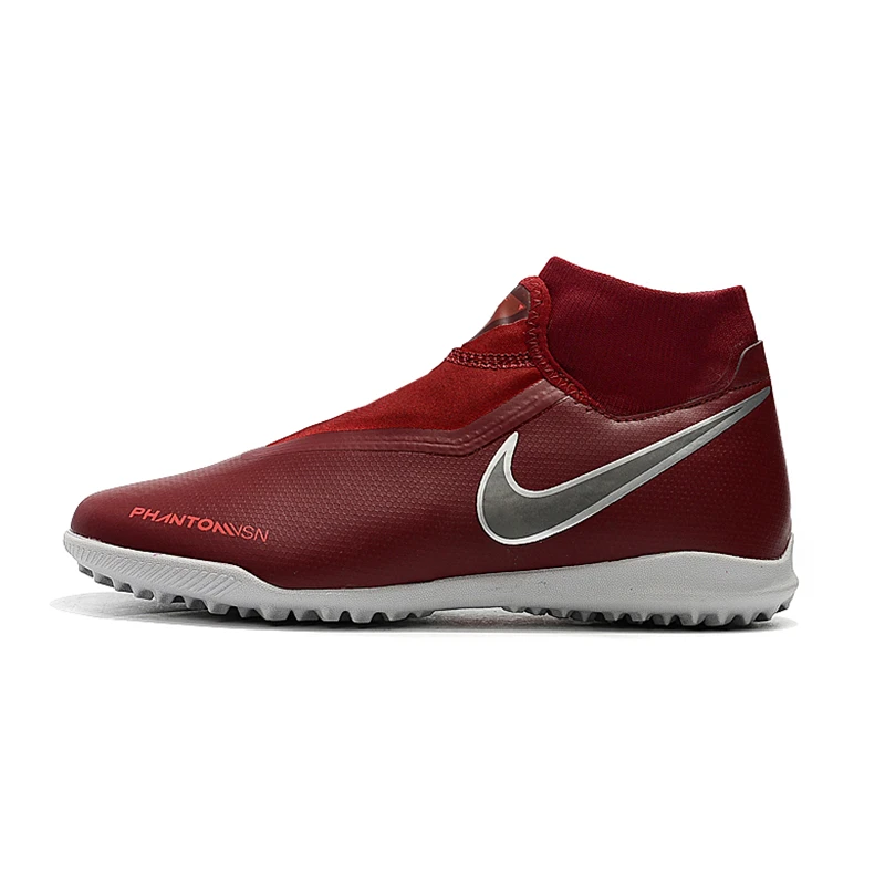 Футбольные Бутсы Nike Phantom Vison Academy DF TF, мужские футбольные бутсы, красные мужские футбольные бутсы, спортивная обувь Nike - Цвет: Wine Red Silver