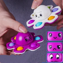 

Fidget Toys Autism Stress Relief Silicone Interactive Flip Octopus Change Faces Spinner Push Pop Bubble Fidget Toy for Spinners