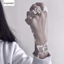 Женское Ожерелье в стиле панк серебристого цвета с полой бабочкой, милый браслет в виде животного, серьга в готическом стиле, модные аксессуары для подарка