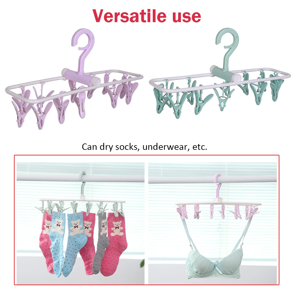 

12 Clip Folding Drying Rack Windproof Underwear Socks Clip Multi-functional Clothes Rack Children Folding Rack