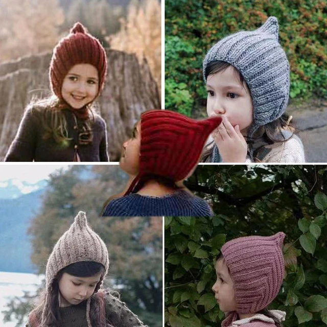 Bonnet d'Hiver en Laine pour Enfant Garçon et Fille, Imprimé, Solide,  Mignon, Triblockchain, à la Mode, 8 Couleurs, de 3 à 8 ans - AliExpress