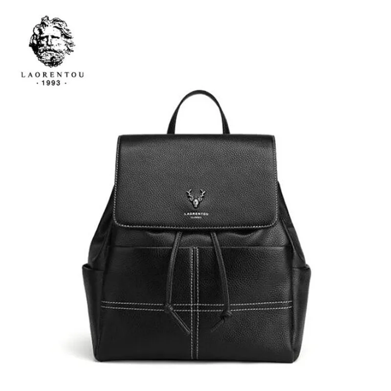 LAORENTOU leather backpack quality Genuine Leather women backpack Leisure Large capacity Travel bag fashion women bag
