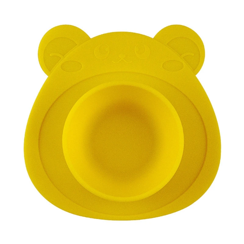 Yellow Silicone Plate Solid Feeding Dishes Bowl Feed Toy Baby Tableware Food Container Plate for Children Placemat Suction Cup - Цвет: Yellow