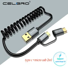 Usb type C Micro USB кабель Выдвижной пружинный кабель Usb C кабель для быстрой зарядки зарядное устройство для samsung Note 10 S10 Plus A70 Redmi 8 7