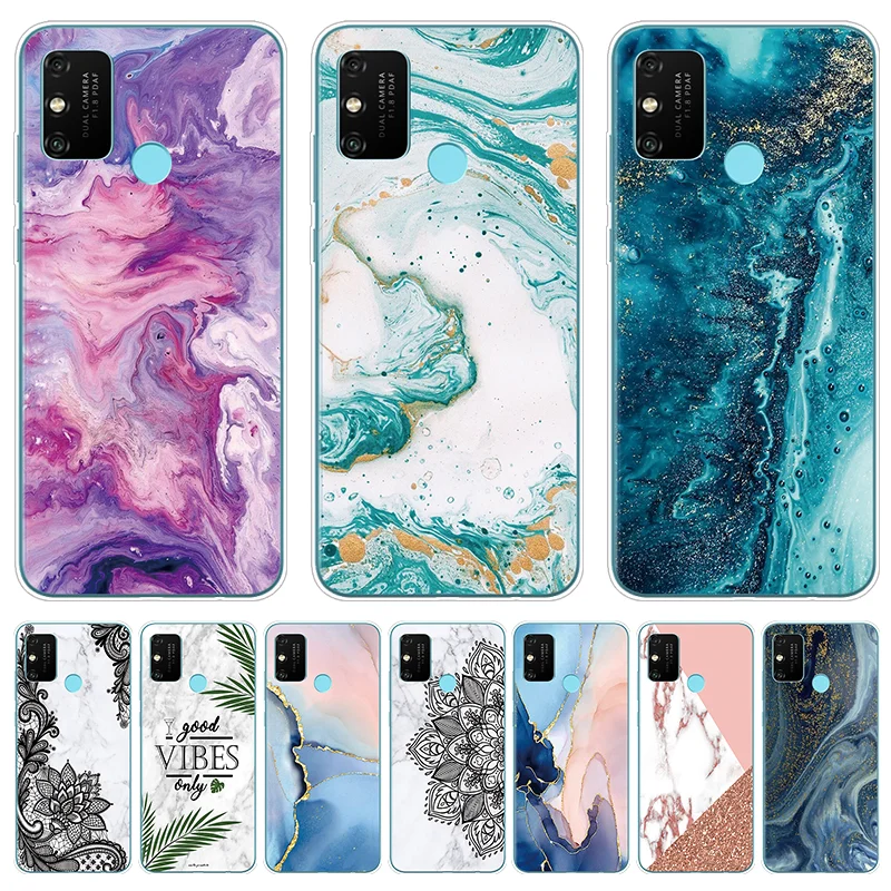 Модный прозрачный чехол с мраморной текстурой и камнями для Huawei P Smart 2020 P40 P20 P30 Lite E