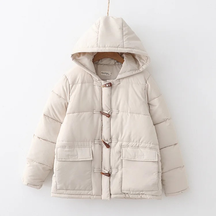 

Korean-style New Style down Jacket Cotton-padded Clothes Toggle Cotton-padded Clothes WOMEN'S Coat Large Size Slimming Hooded Co