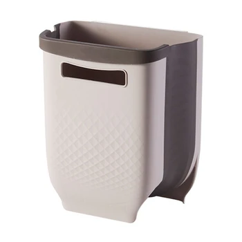 

Wall Mounted Folding Waste Bin Kitchen Cabinet Door Hanging Trash Bin Garbage Car Trash Can Wall Mounted Foldable