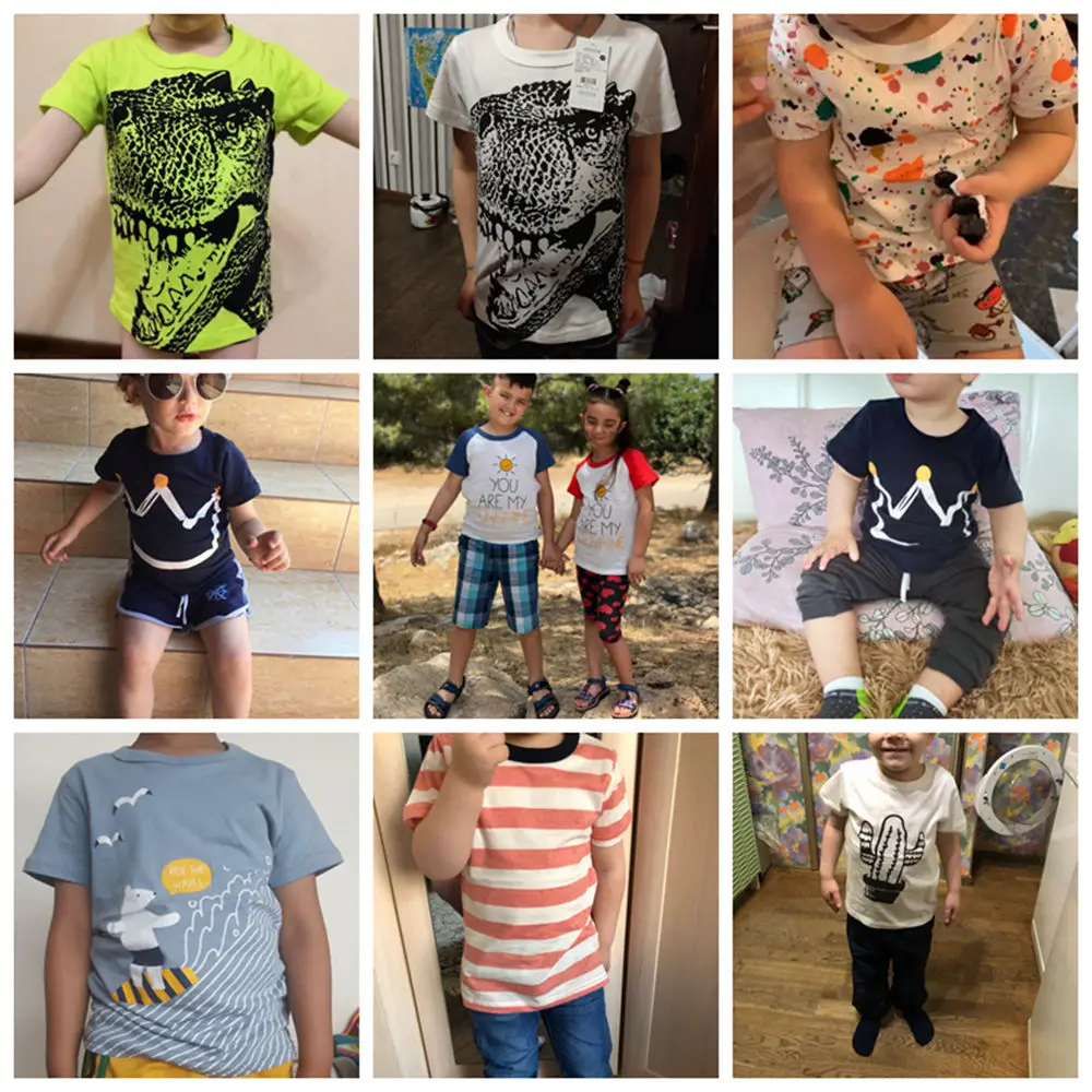 Loozykit/Летняя детская футболка для мальчиков футболки с короткими рукавами и принтом короны для маленьких девочек хлопковая детская футболка футболки с круглым вырезом, одежда для мальчиков