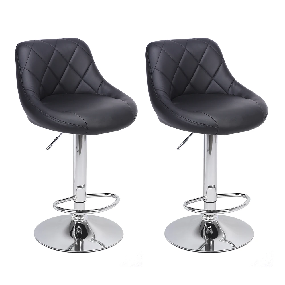 

Black Color 2pcs Adjustable High Type with Disk No Armrest Rhombus Backrest Design Bar Stools