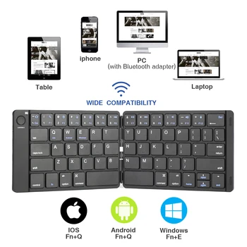 

Hot Portable Leather Folding Mini Bluetooth Keyboard for Tablet Phone Mini Foldable Wireless Keypad Support IOS Android Win
