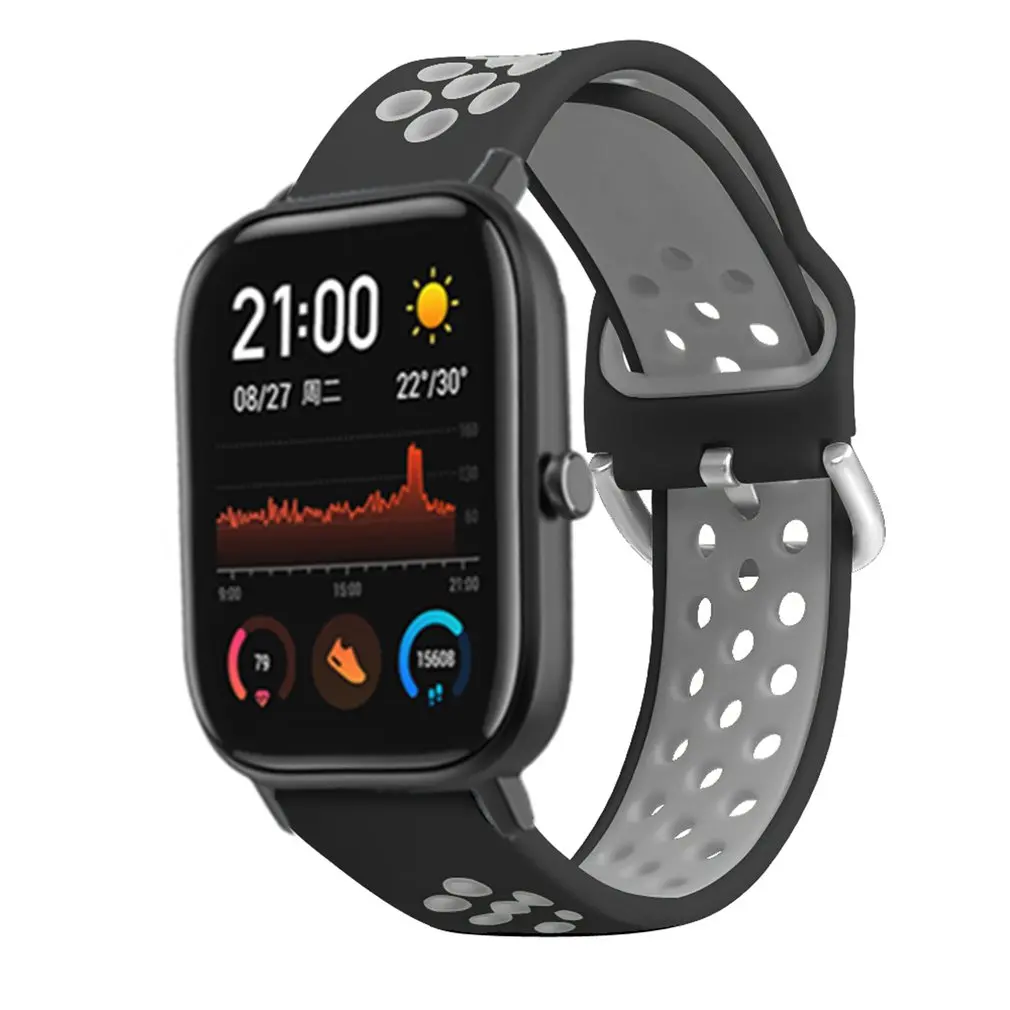 Ремешок для часов Huami Amazfit GTS 20 мм ремешок для часов Силиконовый сменный ремешок на запястье ремешок 2 цвета с отверстиями ремешок для часов