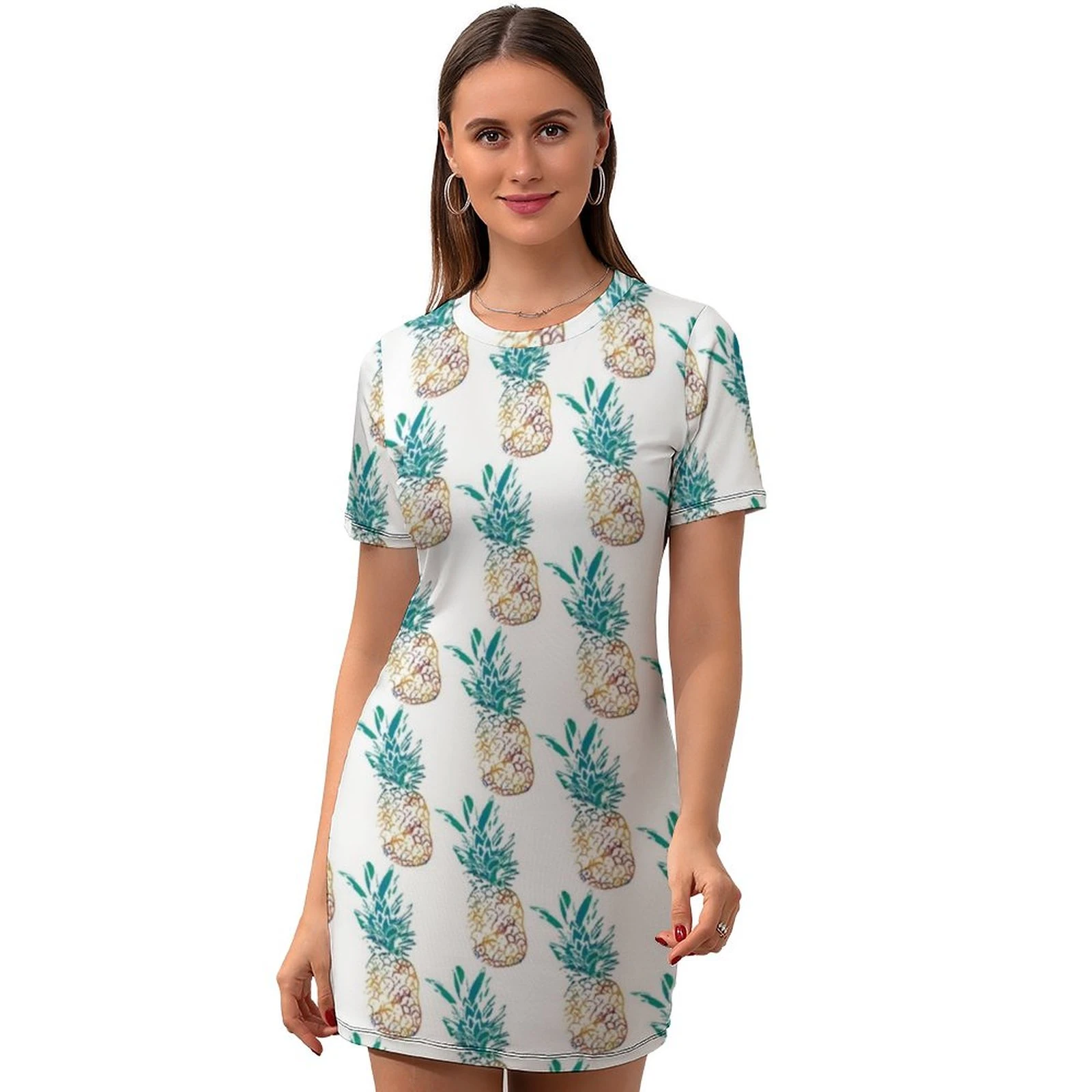 Pineapple Dress Short Sleeve Hot Spring Bodycon Ladies Patterns Spandex Comfortable One Piece Dress Dresses Aliexpress