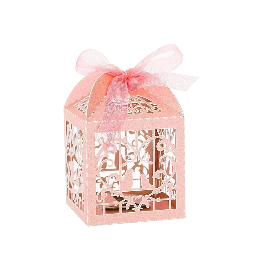 20-100pcs Candy Boxes Laser Cut Bird Cage Gift Wedding Favor Bomboniere Decor 