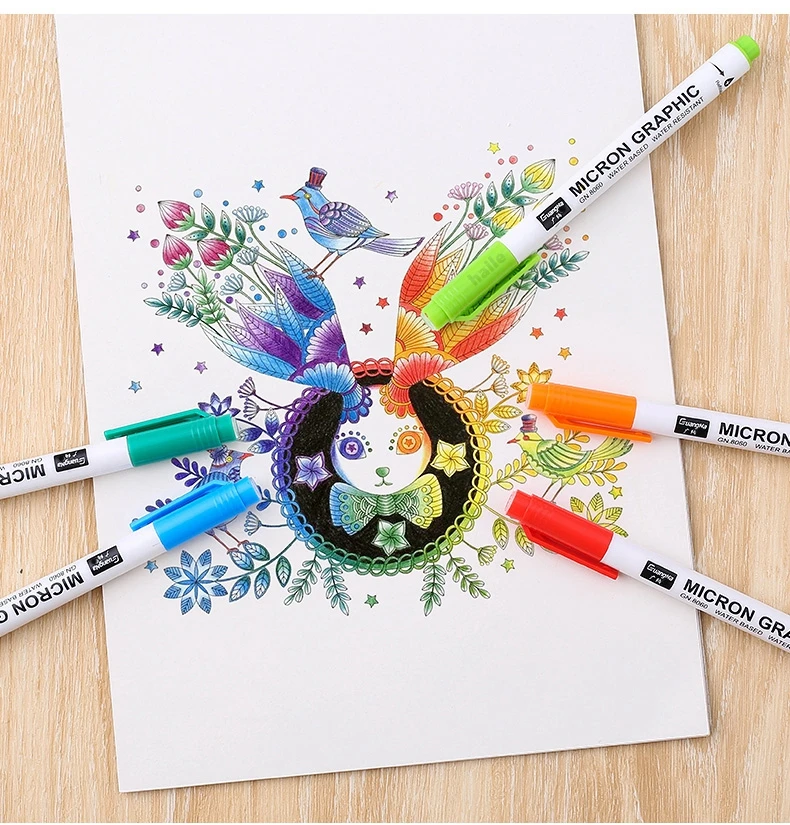 Haile 12 Farbe/set 0,5mm Retro Fluoreszenz Farbe Pigment Liner Pigma Stift Skizze Mikron Stift Skizzieren Stift Kunst marker Schreibwaren – Detail 16