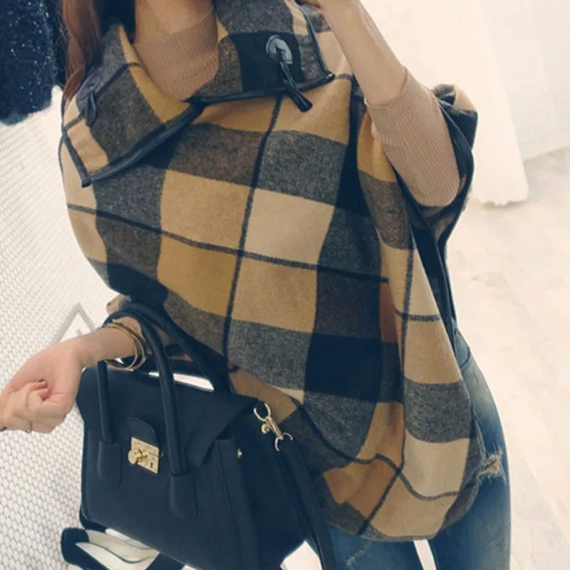 

2019 New Fashion Winter Warm Plaid Ponchos And Capes For Women Oversized Shawls and Wraps Cashmere Pashmina Female Bufanda Mujer