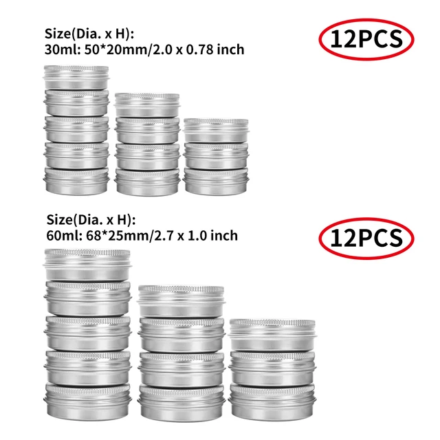 12PCS 2oz/60ml/60g Aluminum Tin,screw Round Top Metal Tins With Lid ,small  Container Storage Jar Lip Balm,salve Tin,travel Tin 