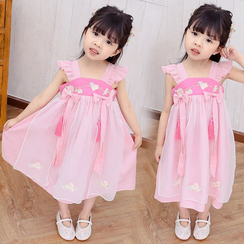 

Girls Chinese Clothing Chest-high Dress Chinese-style Improved Chinese Clothing Childrenswear Retro Chinese Clothing Children Ba