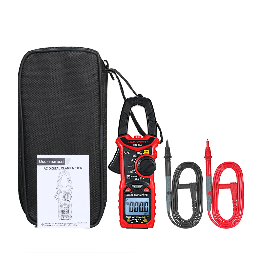 

HABOTEST HT206A/HT206B/HT206D AC/DC Digital Clamp Meter for Measuring AC/DC Voltage , AC/DC Current, NCV Clamp Multimeter