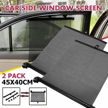 

2PCS Auto Car Side Windshield Sunshades Curtain Retractable Anti-UV Window Baby Sun Shade Shield Cover Rolling Visor Protection
