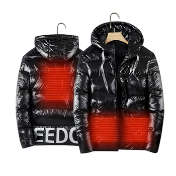 

Unisex Waterproof bling heated jacket Windproof casual fashion coat Winter cotton padded parkas For Men Women couples lover